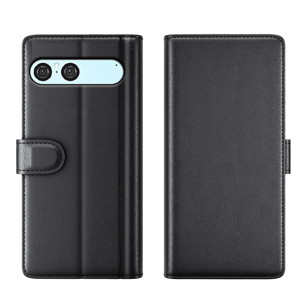  Sony Xperia 10 VII Fodral Premium Äkta Läder Svart - Teknikhallen.se