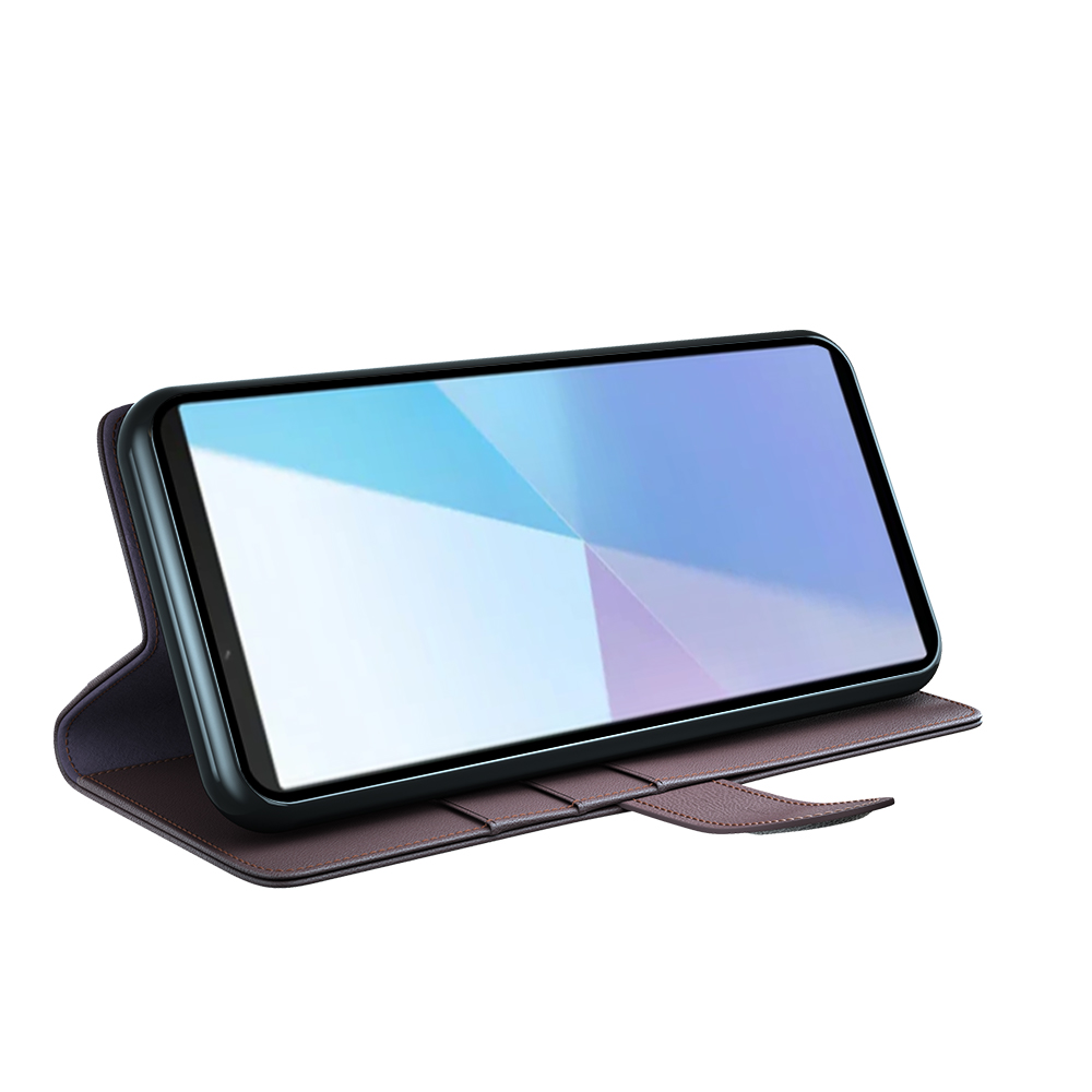  Sony Xperia 10 VII Fodral Premium Äkta Läder Svart - Teknikhallen.se