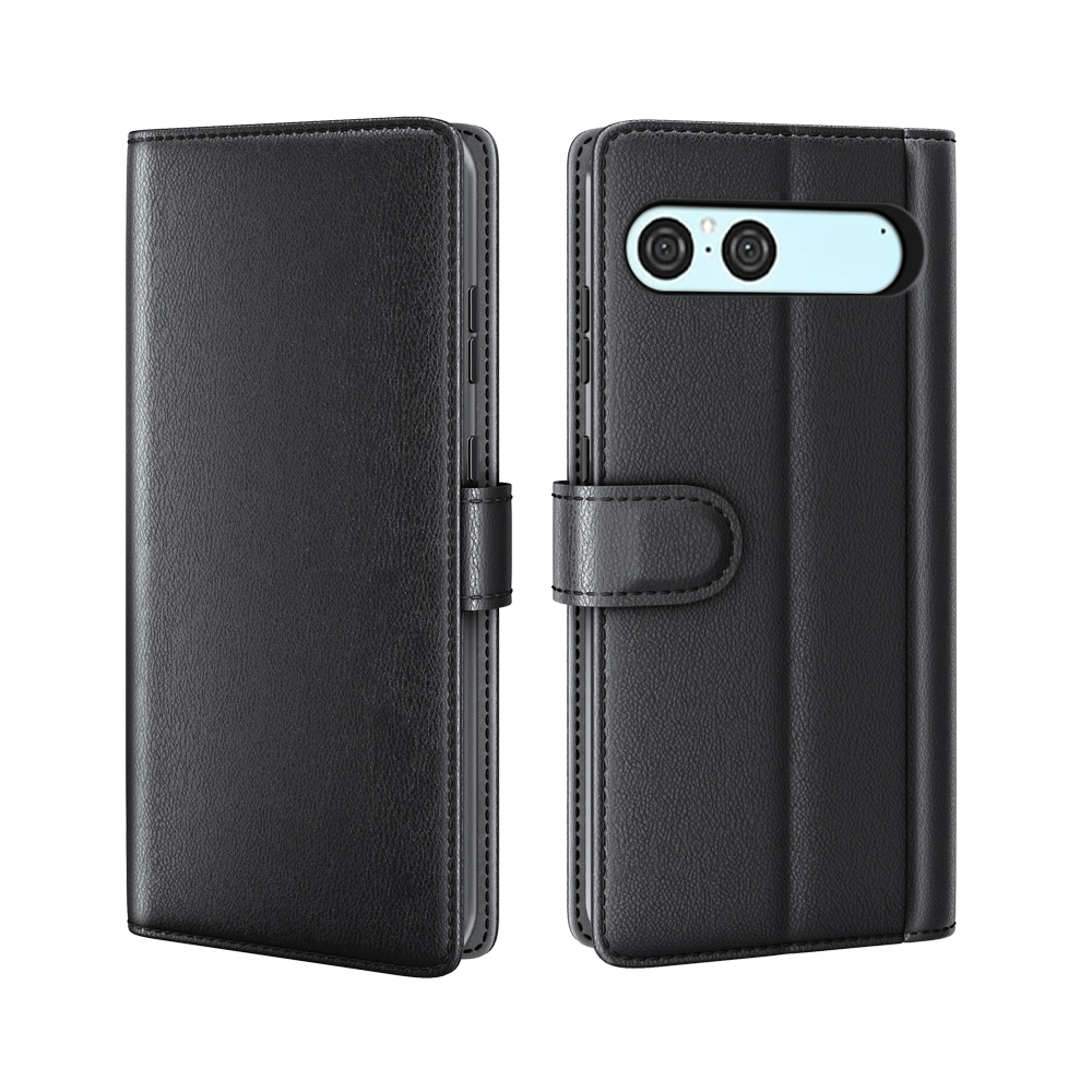  Sony Xperia 10 VII Fodral Premium Äkta Läder Svart - Teknikhallen.se