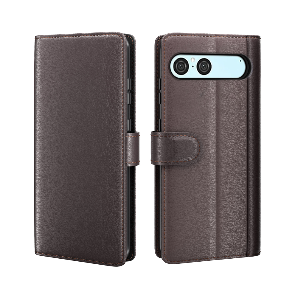  Sony Xperia 10 VII Fodral Premium Äkta Läder Brun - Teknikhallen.se