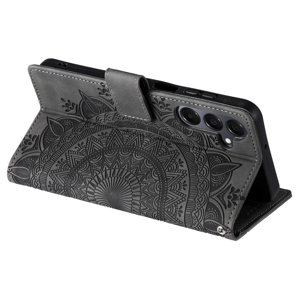  Samsung Galaxy A27 Fodral Mandala Läder Grå - Teknikhallen.se
