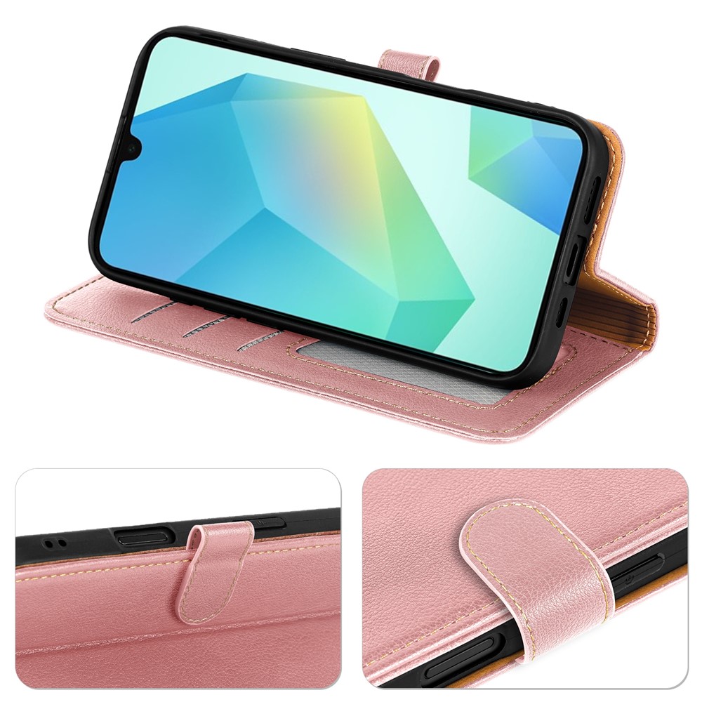  Samsung Galaxy A27 Plånboksfodral Läder Roséguld - Teknikhallen.se