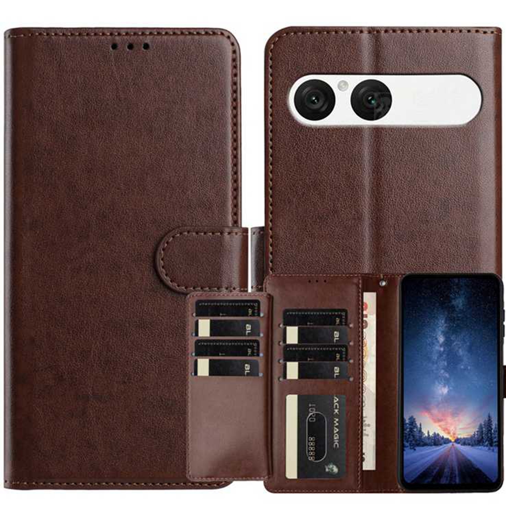  Sony Xperia 10 VII Fodral Multifunktionellt Läder Brun - Teknikhallen.se