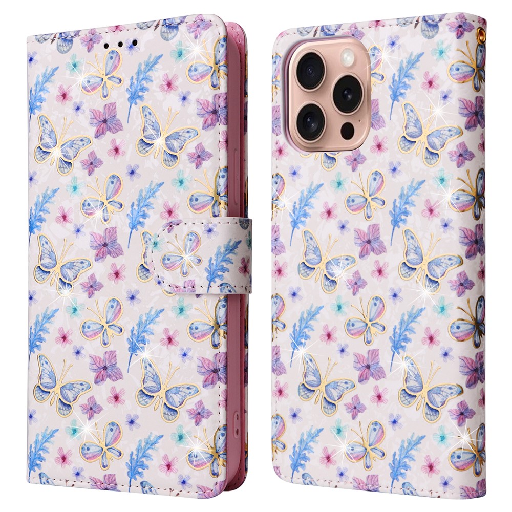  iPhone 16 Pro Fodral RFID Läder Fjärilar / Blommor - Teknikhallen.se