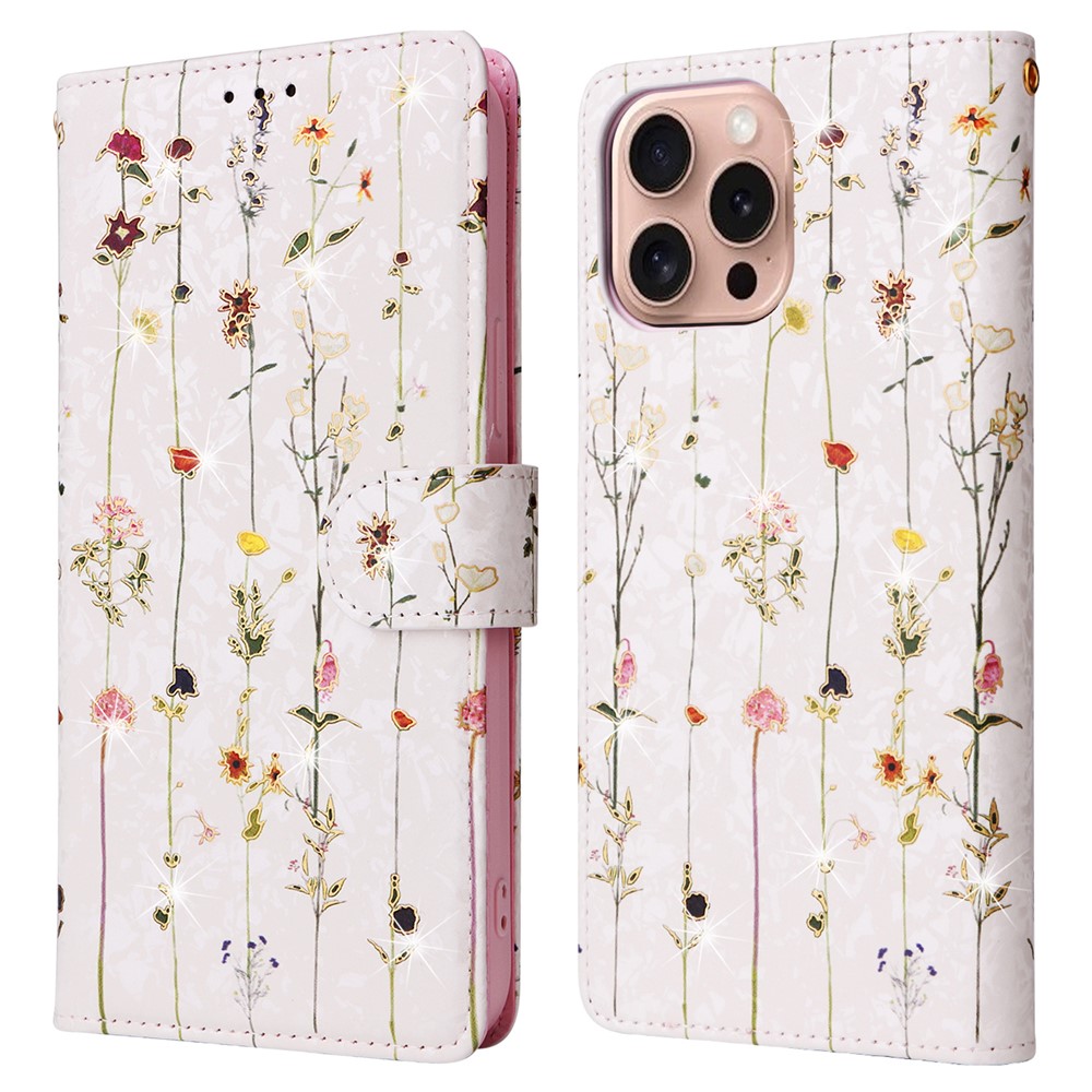  iPhone 16 Pro Fodral RFID Läder Små Blommor - Teknikhallen.se