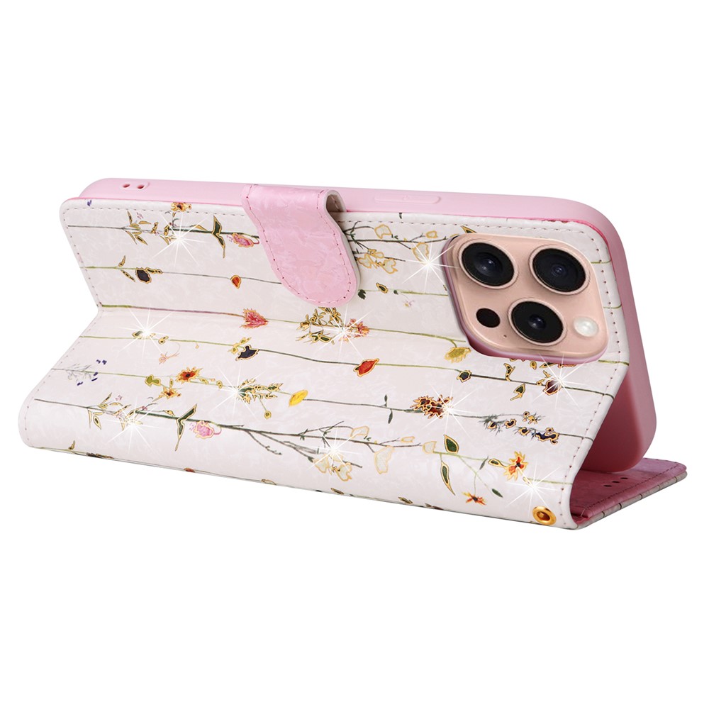  iPhone 16 Pro Fodral RFID Läder Små Blommor - Teknikhallen.se