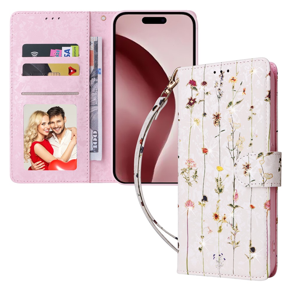  iPhone 16 Pro Fodral RFID Läder Små Blommor - Teknikhallen.se