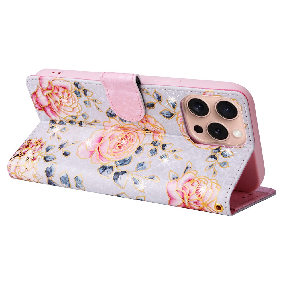  iPhone 16 Pro Fodral RFID Läder Rosa Blommor - Teknikhallen.se