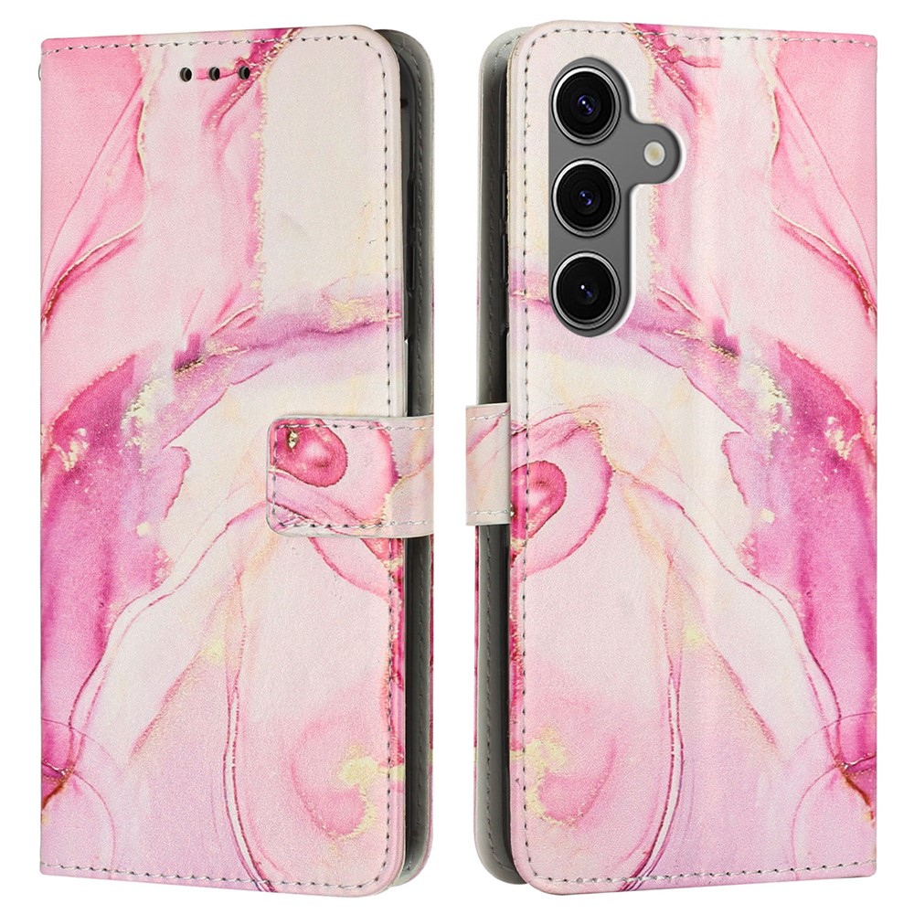  Samsung Galaxy A26/A17/A16 Fodral Läder Marmor Roséguld - Teknikhallen.se