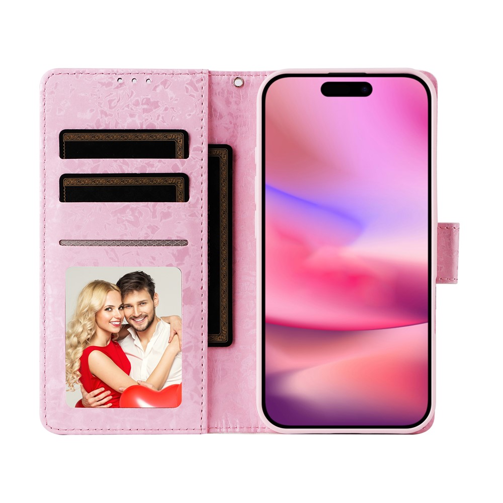  iPhone 17 Fodral RFID Läder Färgglada Blommor - Teknikhallen.se