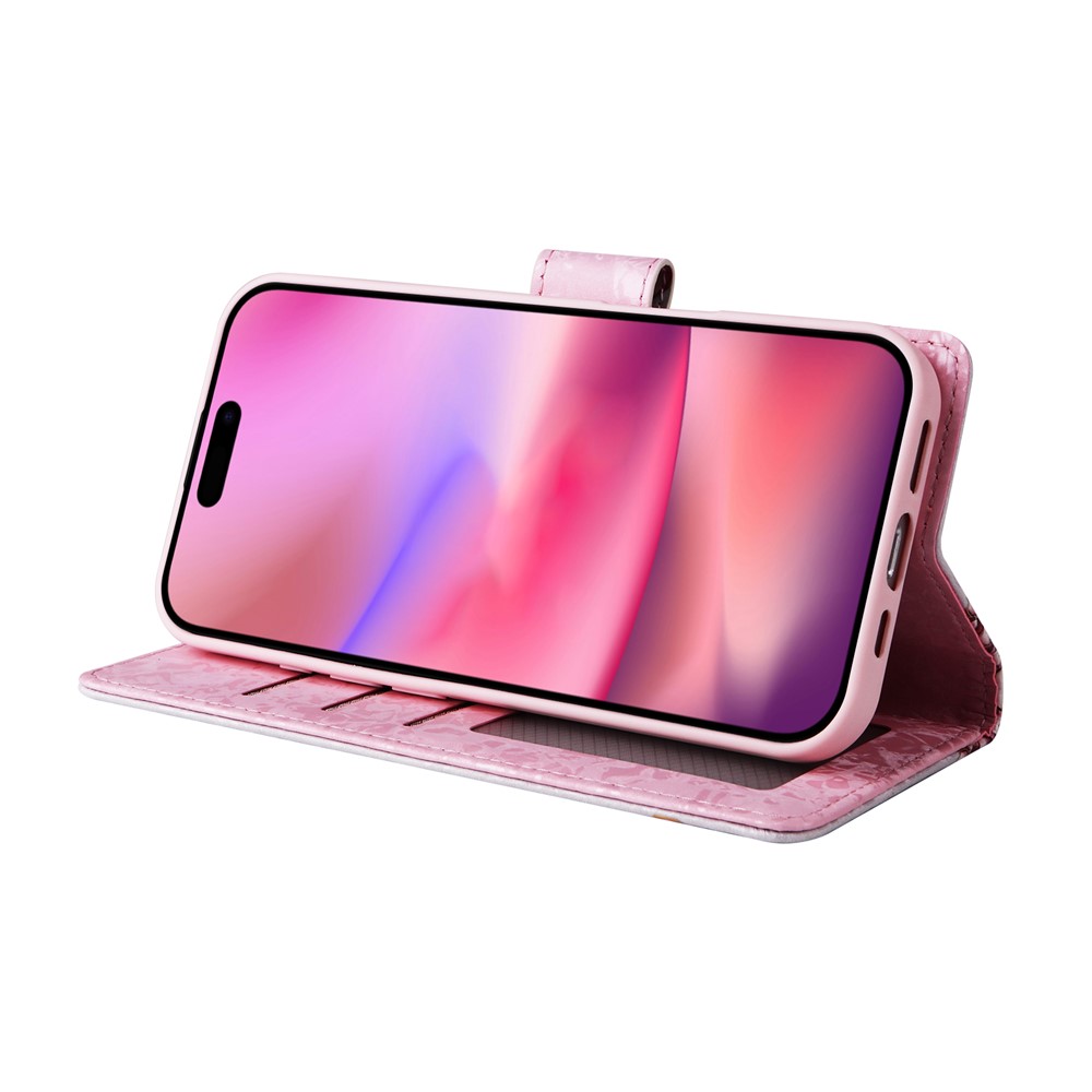  iPhone 17 Fodral RFID Läder Färgglada Blommor - Teknikhallen.se