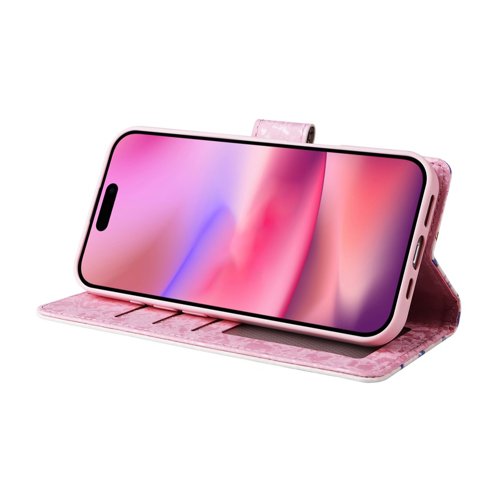  iPhone 17 Fodral RFID Läder Fjärilar / Blommor - Teknikhallen.se