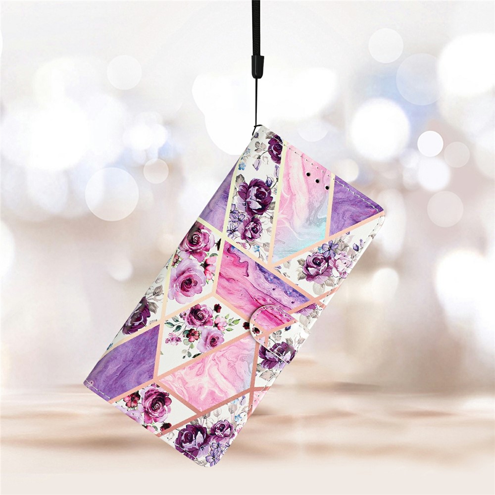  Samsung Galaxy S26 Fodral Med Tryck Lila Marmor - Teknikhallen.se