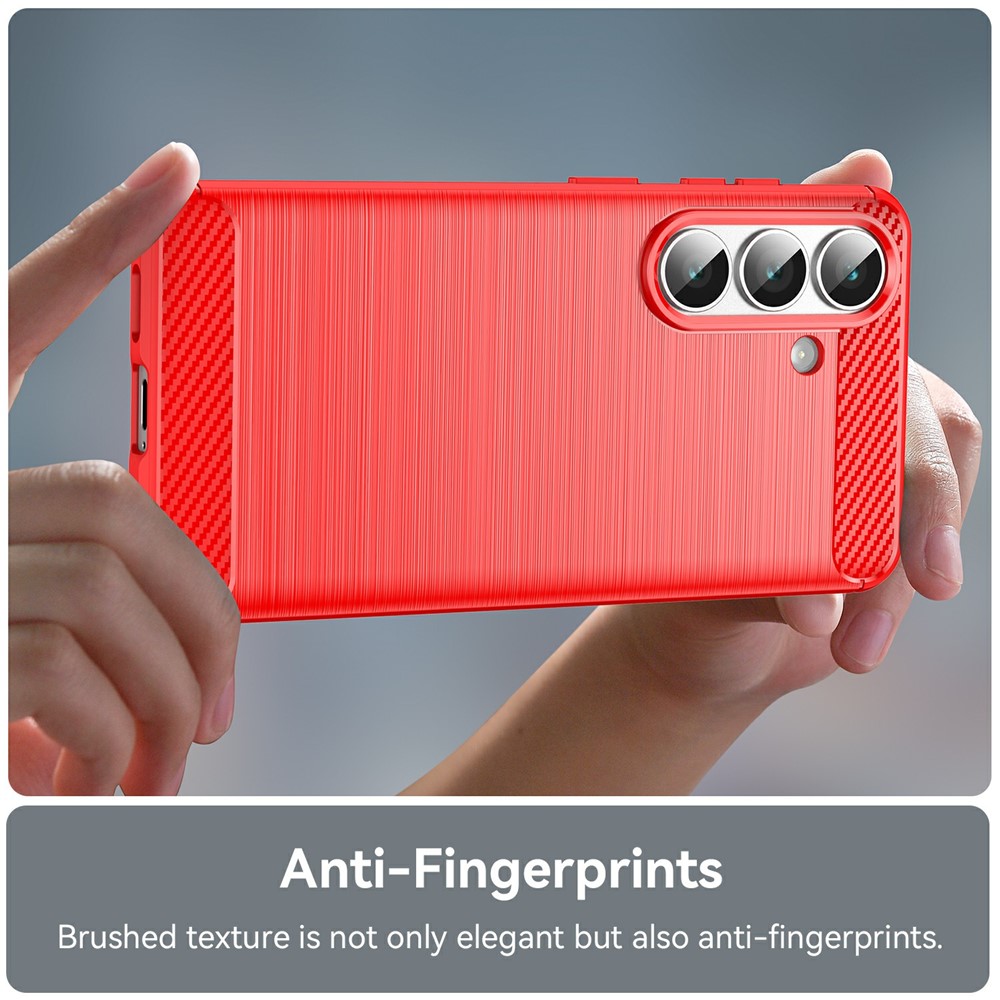  Samsung Galaxy S26 Skal Borstad Stål Textur Röd - Teknikhallen.se