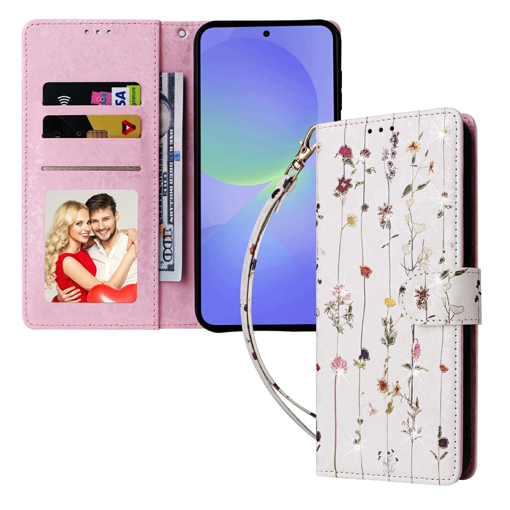  Samsung Galaxy A57 5G Fodral RFID Läder Små Blommor - Teknikhallen.se