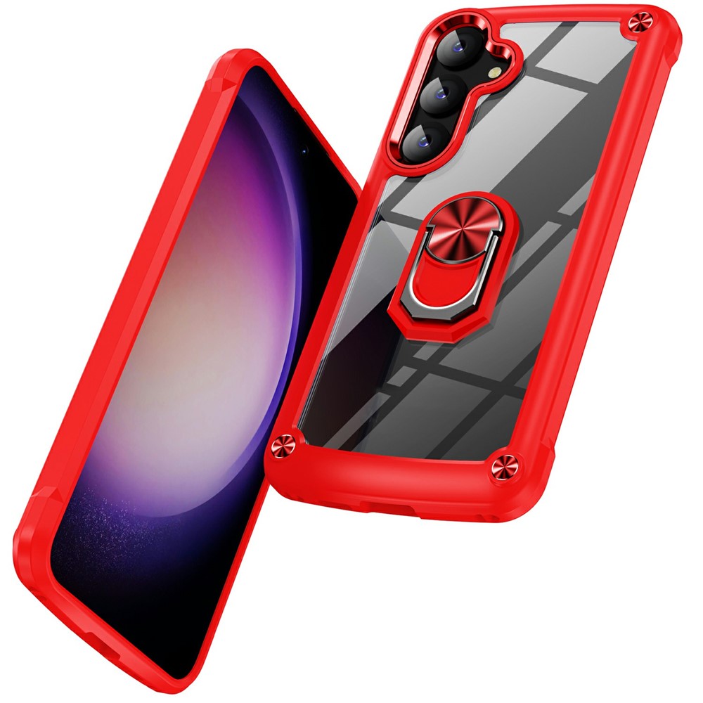  Samsung Galaxy S26 Skal Shockproof Ring Hybrid Röd - Teknikhallen.se
