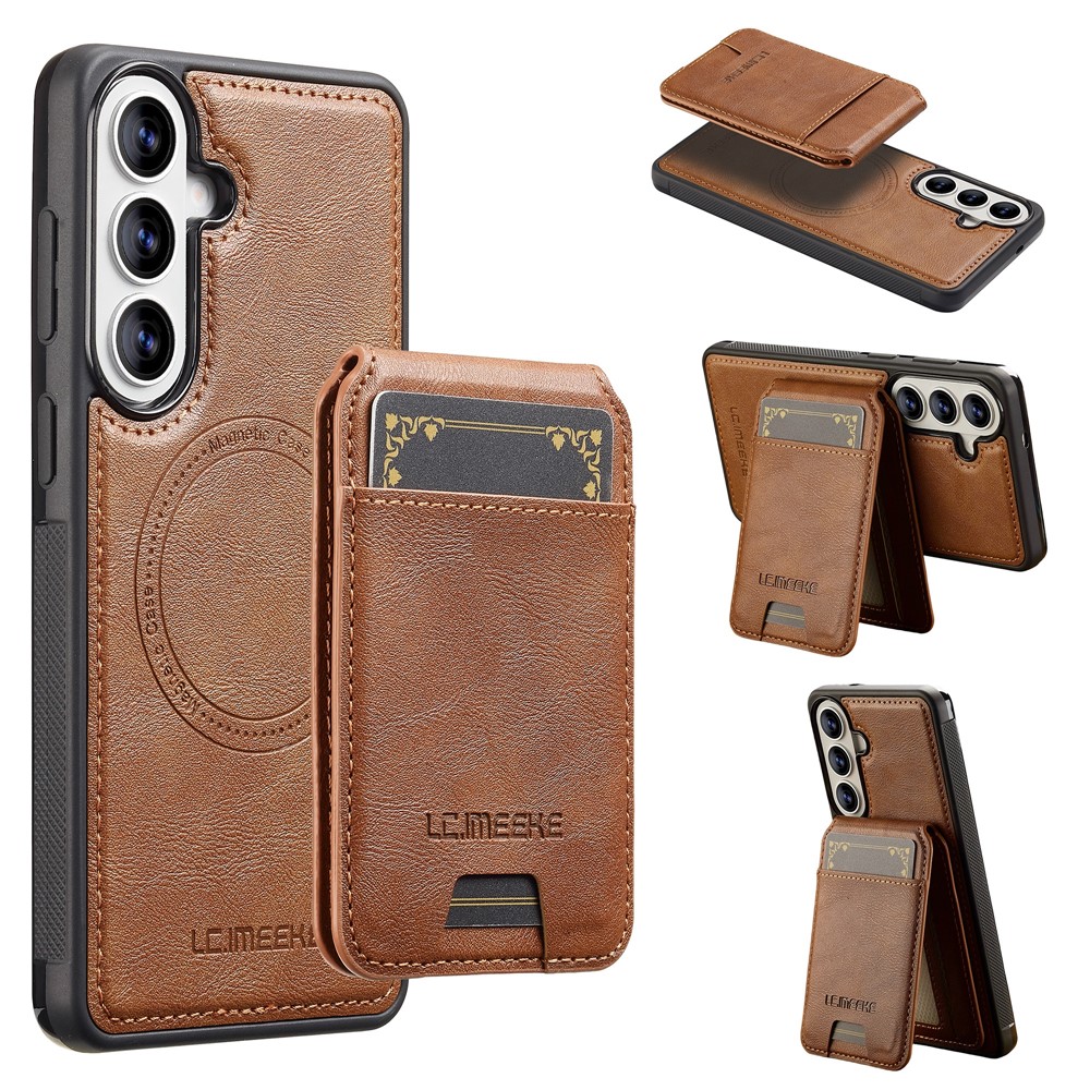 LC.IMEEKE LC.IMEEKE Galaxy S26 Skal Med Avtagbar Korthållare Läder Brun - Teknikhallen.se