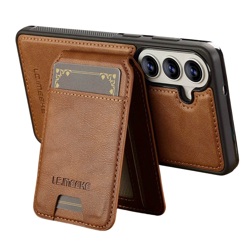 LC.IMEEKE LC.IMEEKE Galaxy S26 Skal Med Avtagbar Korthållare Läder Brun - Teknikhallen.se
