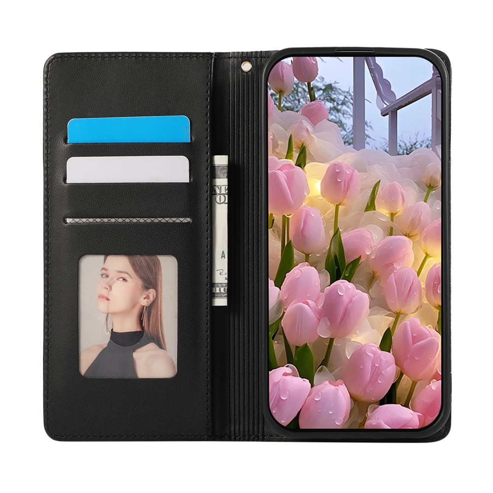  Samsung Galaxy A57 5G Fodral RFID Rhombus Läder Svart - Teknikhallen.se