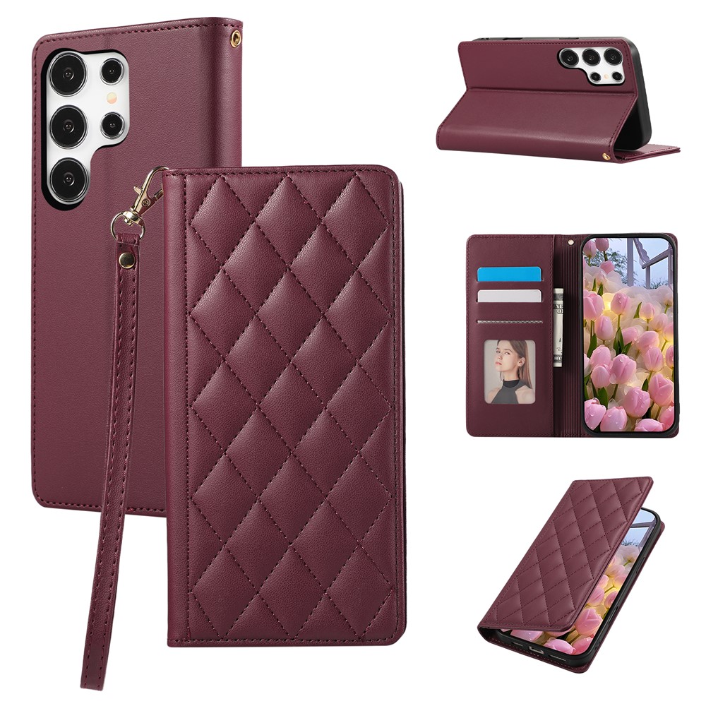  Samsung Galaxy S26 Ultra Fodral RFID Rhombus Läder Röd - Teknikhallen.se