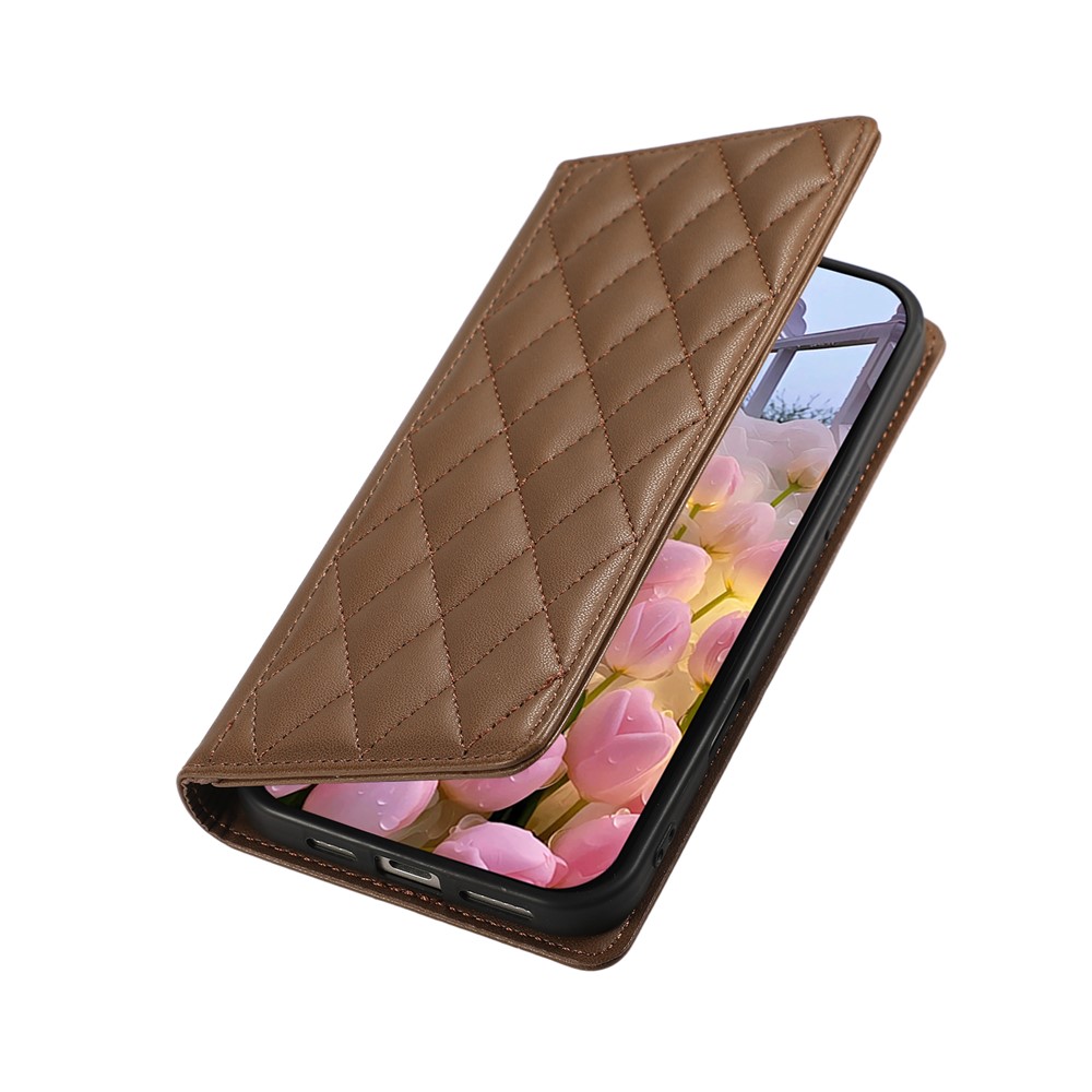  Samsung Galaxy S26 Fodral RFID Rhombus Läder Brun - Teknikhallen.se