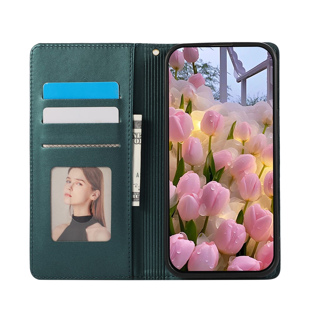  Samsung Galaxy S26 Fodral RFID Rhombus Läder Grön - Teknikhallen.se