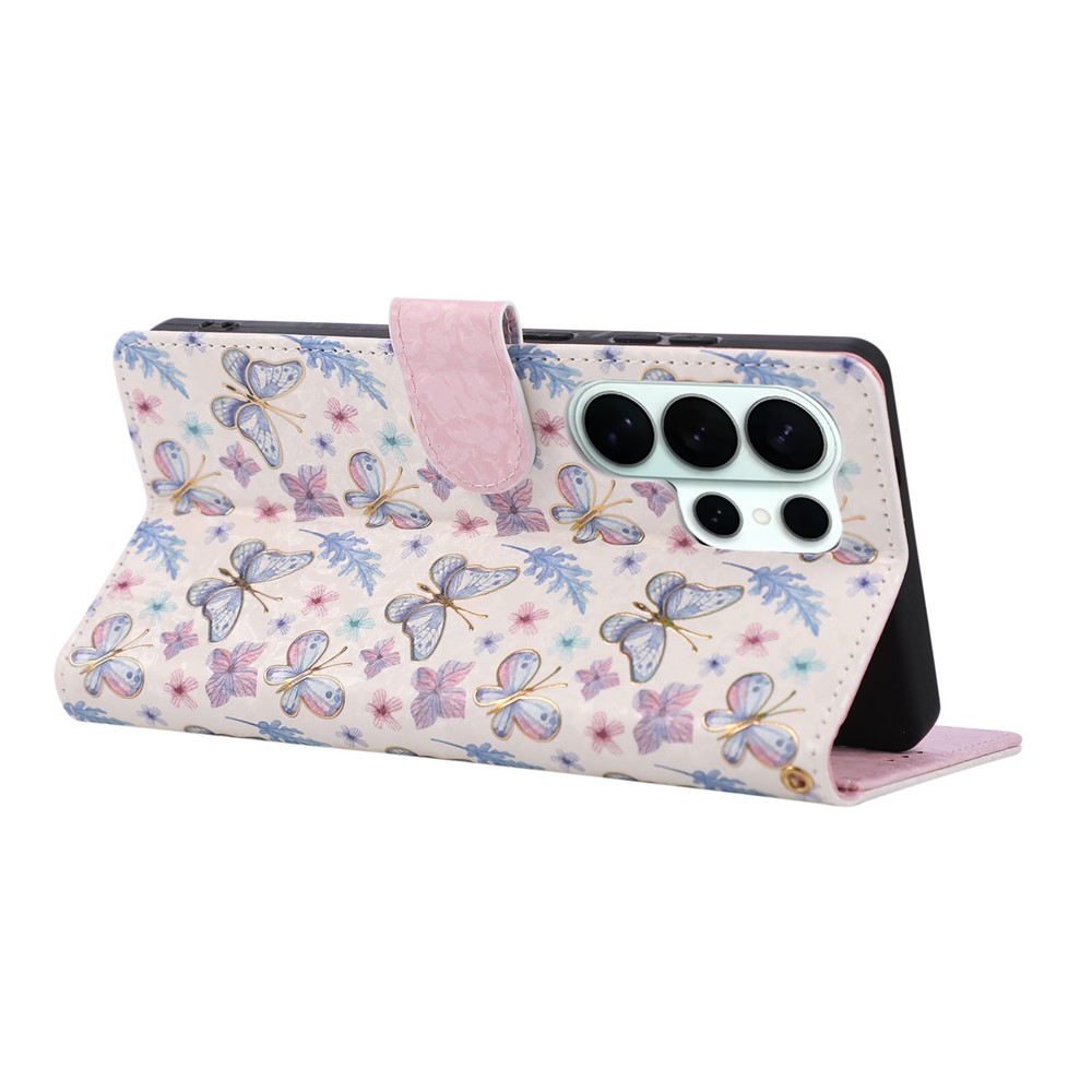  Samsung Galaxy S26 Ultra Fodral RFID Läder Fjärilar / Blommor - Teknikhallen.se