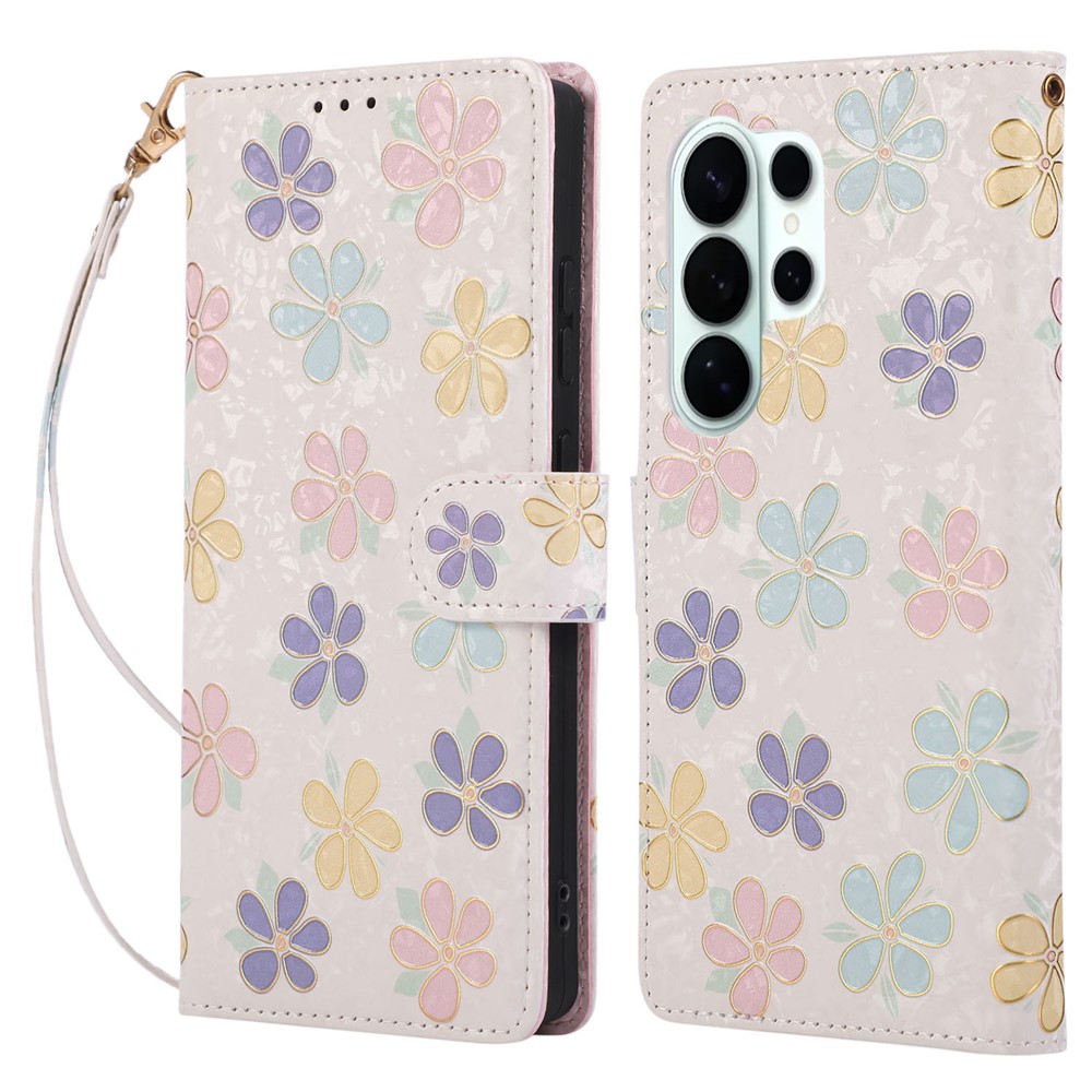  Samsung Galaxy S26 Ultra Fodral RFID Läder Färgglada Blommor - Teknikhallen.se