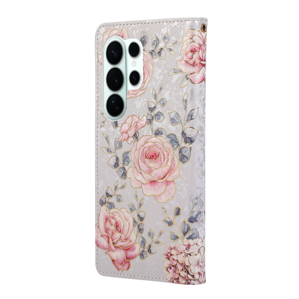  Samsung Galaxy S26 Ultra Fodral RFID Läder Rosa Blommor - Teknikhallen.se