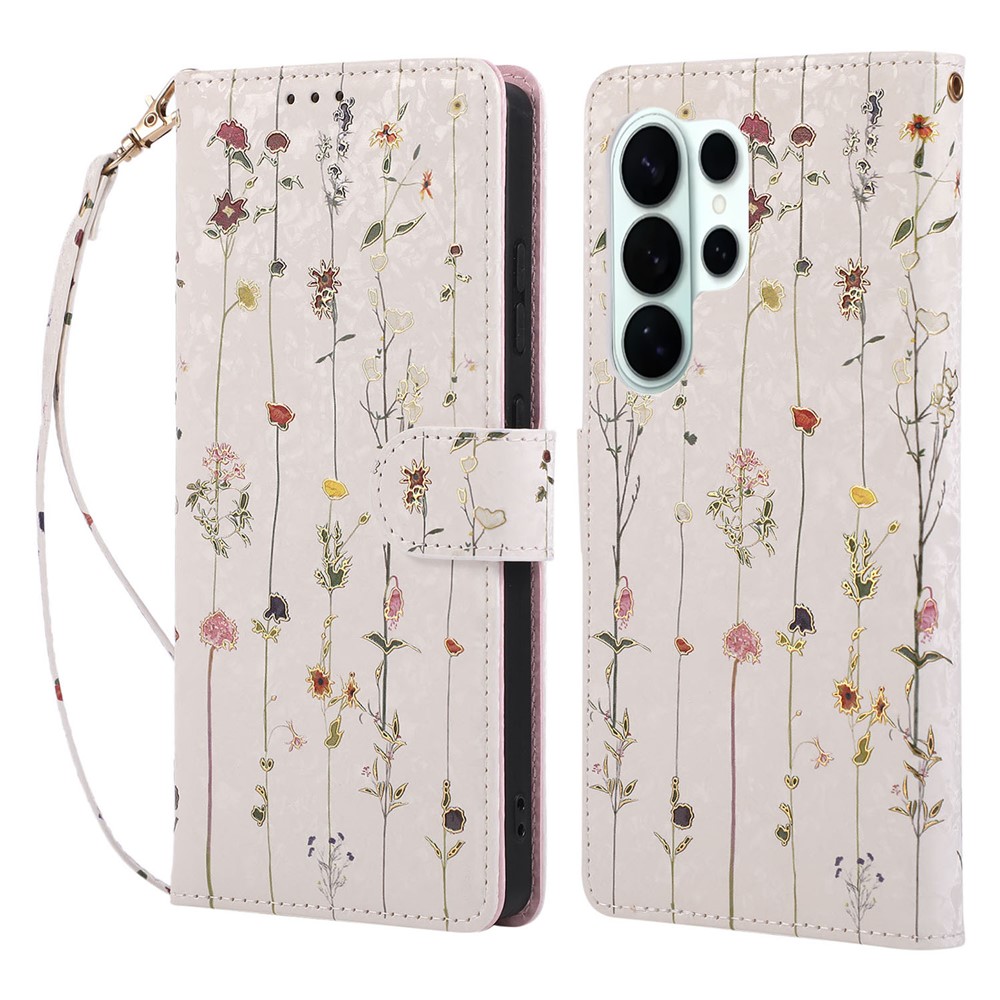  Samsung Galaxy S26 Ultra Fodral RFID Läder Små Blommor - Teknikhallen.se