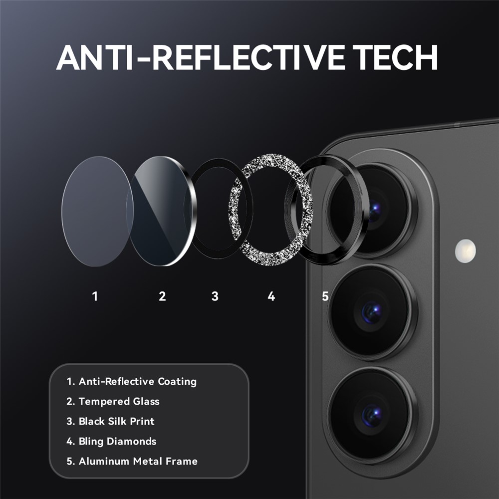 NORTHJO NORTHJO Samsung Galaxy S26 Linsskydd Glitter Svart - Teknikhallen.se