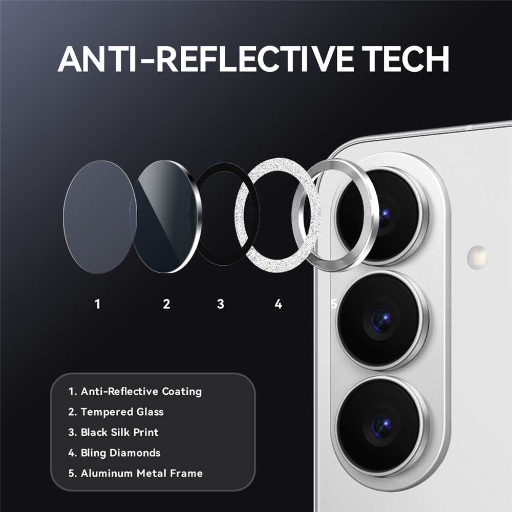 NORTHJO NORTHJO Samsung Galaxy S26 Linsskydd Glitter Silver - Teknikhallen.se