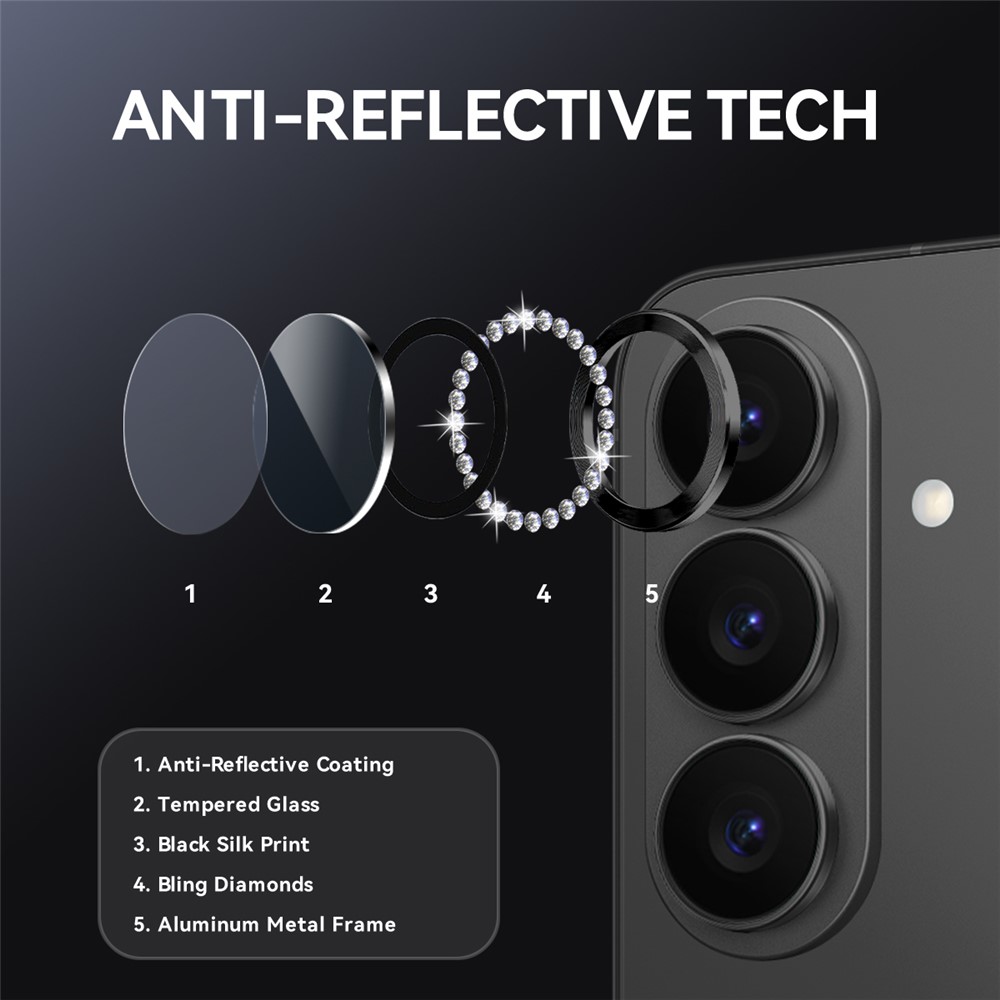 NORTHJO NORTHJO Samsung Galaxy S26 Linsskydd Strass Svart - Teknikhallen.se