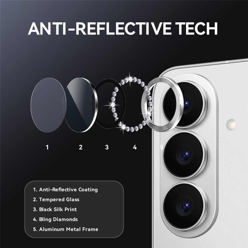 NORTHJO NORTHJO Samsung Galaxy S26 Linsskydd Strass Silver - Teknikhallen.se