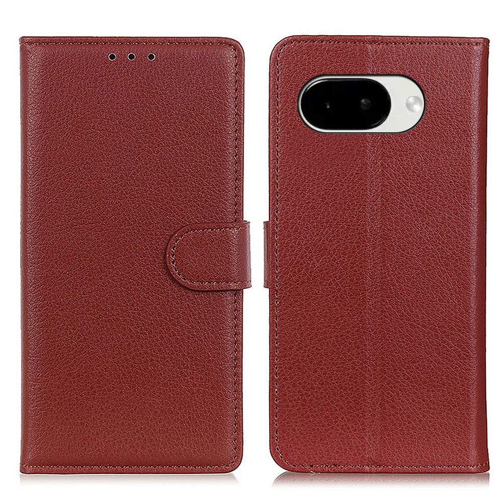  Google Pixel 10a Fodral Litchi Läder Brun - Teknikhallen.se