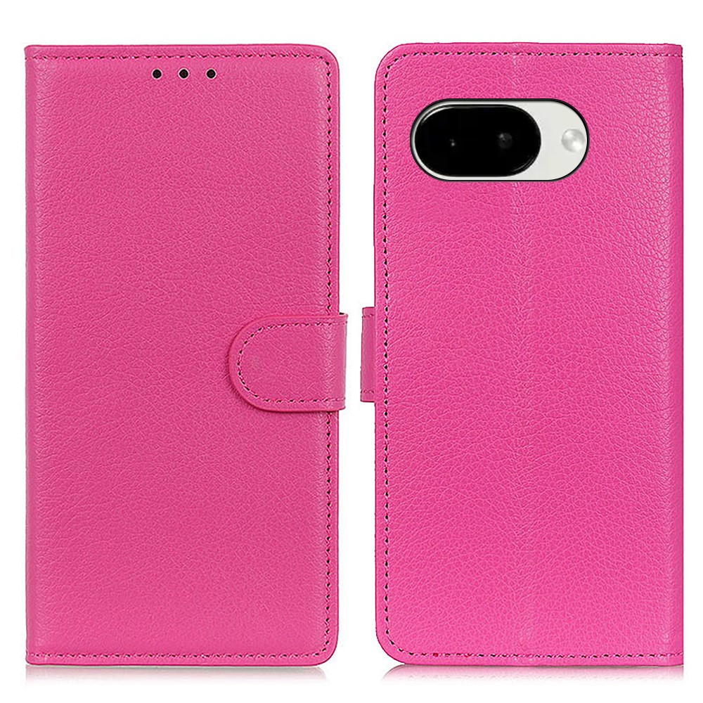  Google Pixel 10a Fodral Litchi Läder Rosa - Teknikhallen.se