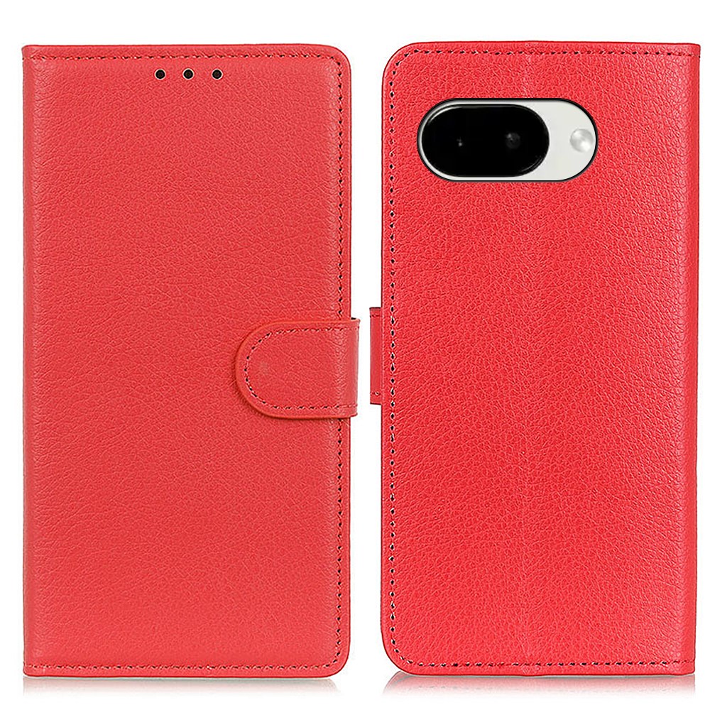  Google Pixel 10a Fodral Litchi Läder Röd - Teknikhallen.se