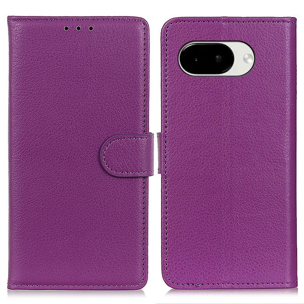  Google Pixel 10a Fodral Litchi Läder Lila - Teknikhallen.se