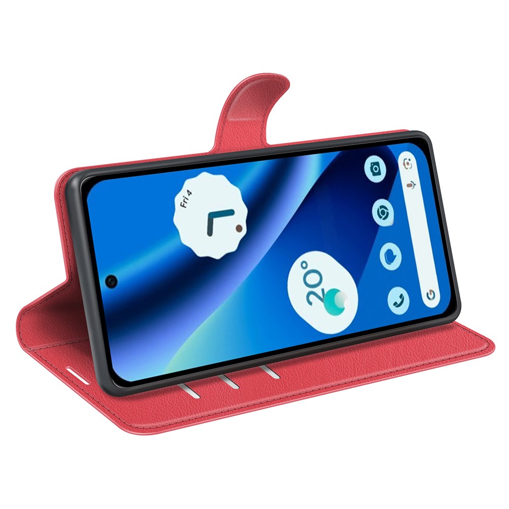  Google Pixel 10a Fodral Litchi Läder Röd - Teknikhallen.se