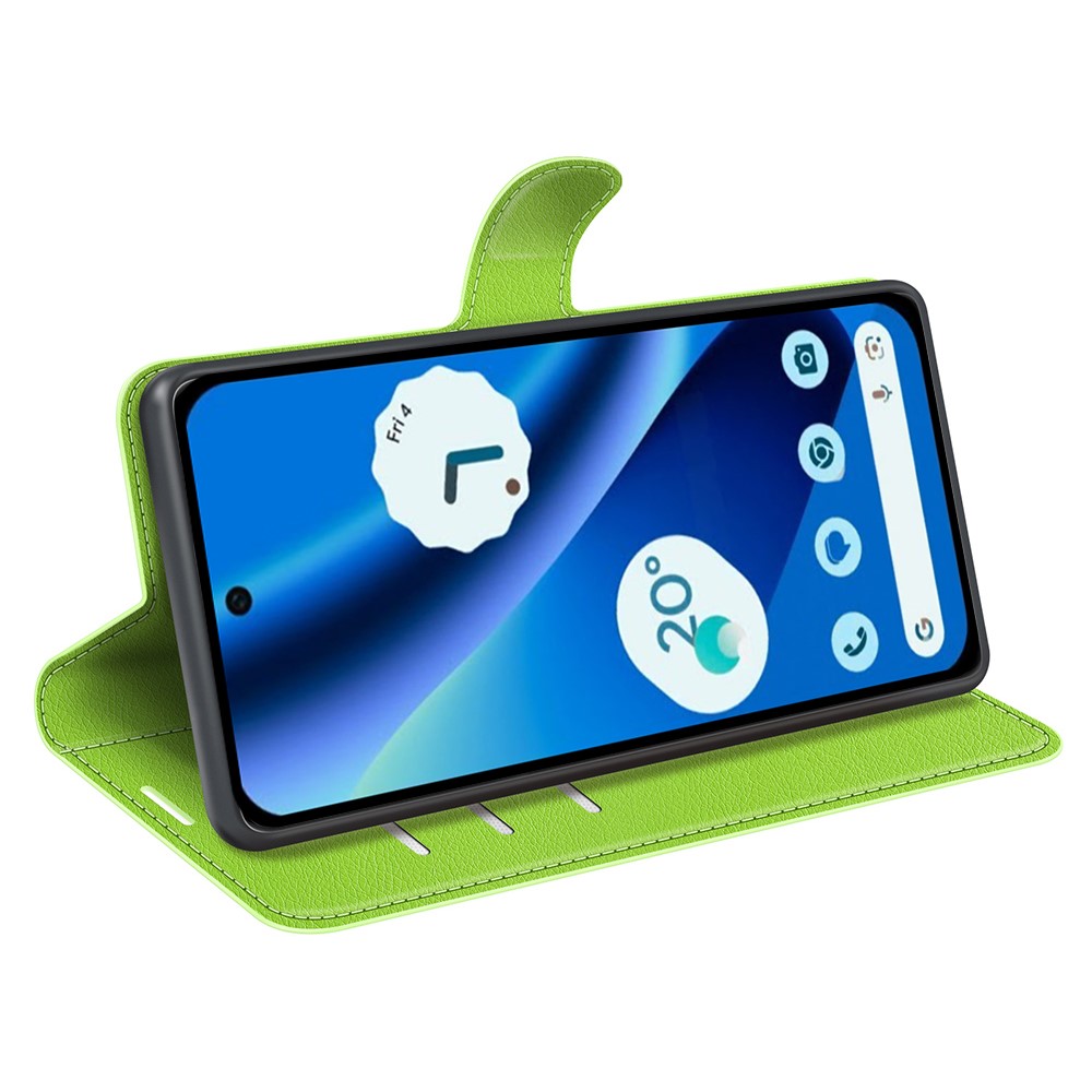  Google Pixel 10a Fodral Litchi Läder Grön - Teknikhallen.se