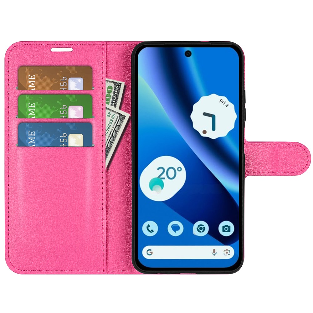  Google Pixel 10a Fodral Litchi Läder Rosa - Teknikhallen.se