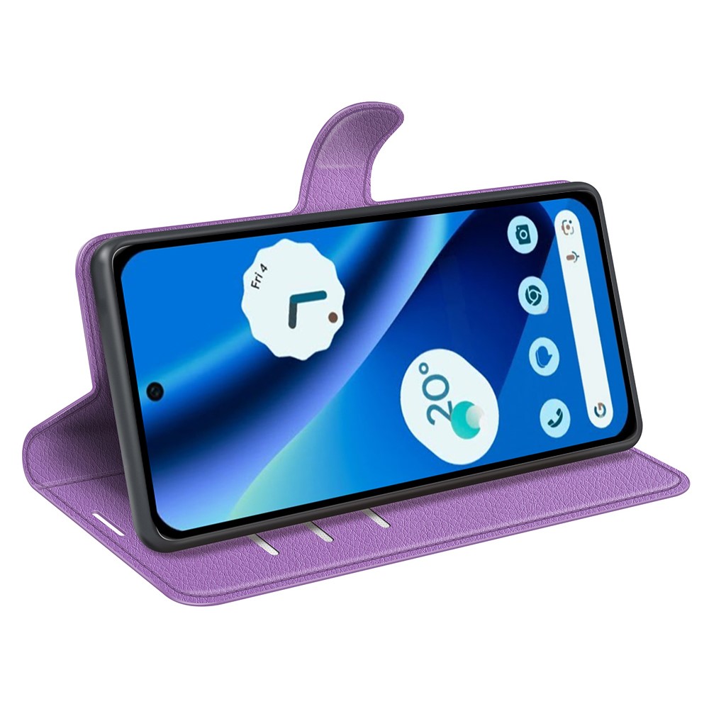  Google Pixel 10a Fodral Litchi Läder Lila - Teknikhallen.se