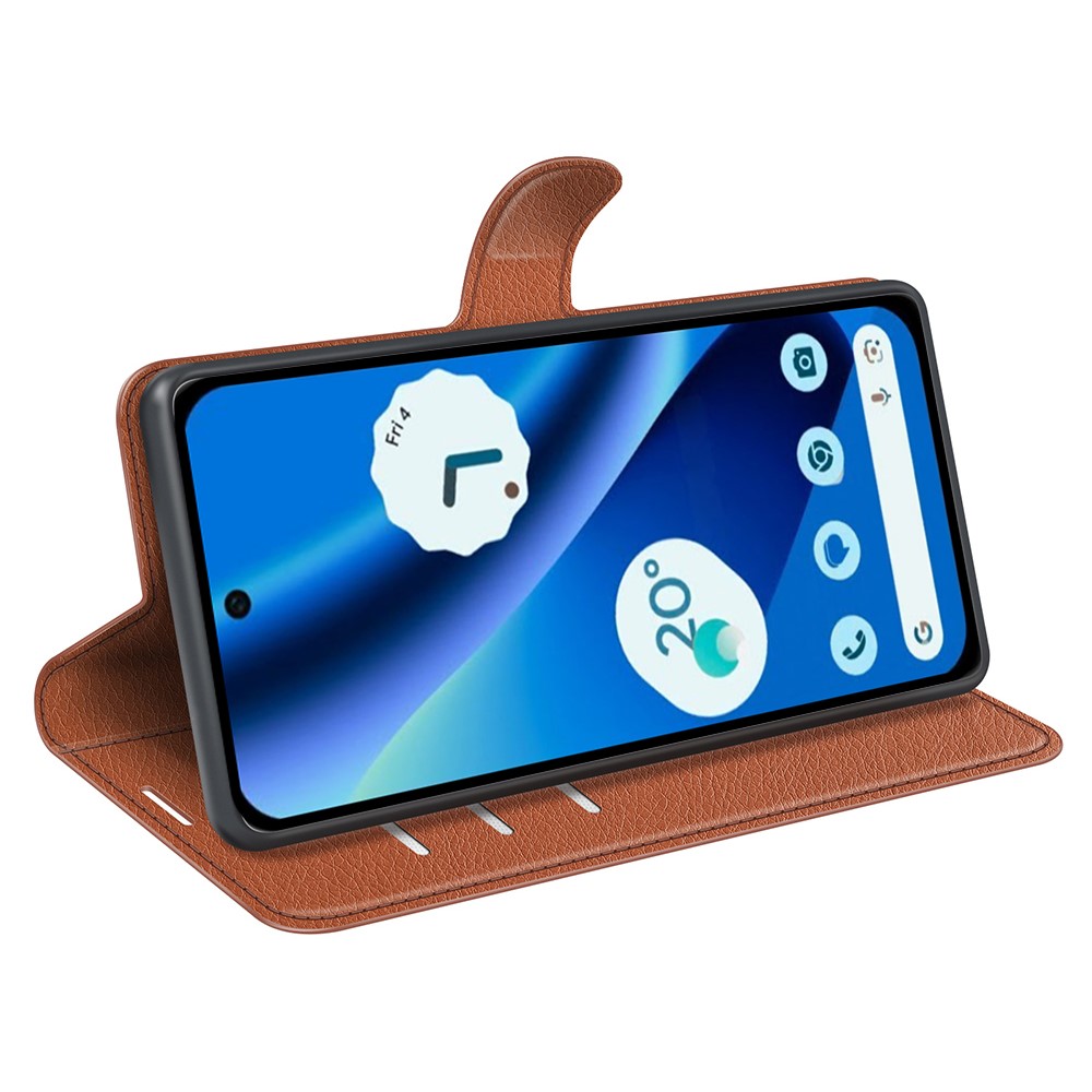  Google Pixel 10a Fodral Litchi Läder Brun - Teknikhallen.se