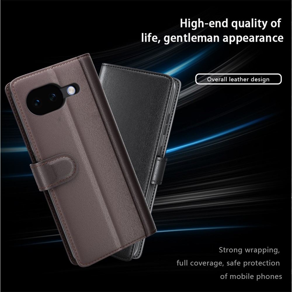  Google Pixel 10a Fodral Premium Äkta Läder Brun - Teknikhallen.se