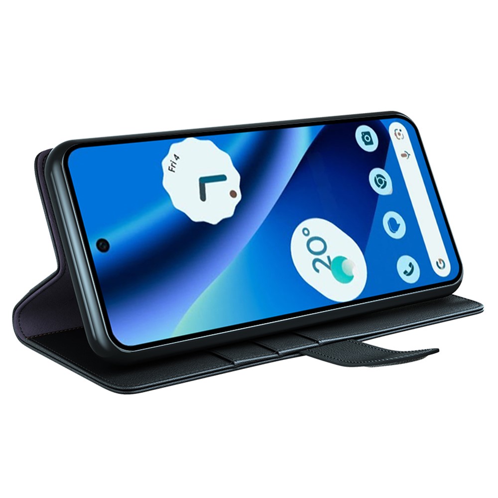  Google Pixel 10a Fodral Premium Äkta Läder Svart - Teknikhallen.se