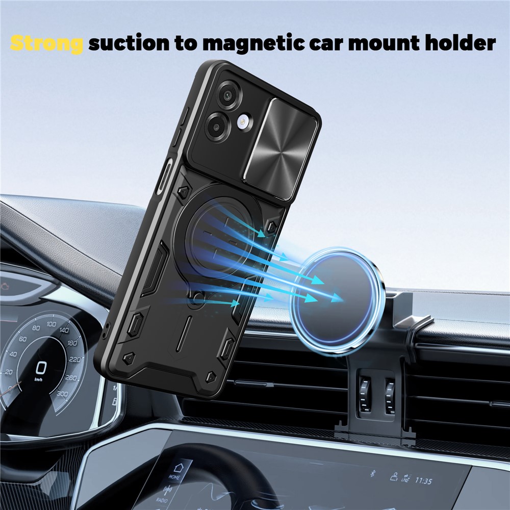  Samsung Galaxy A07 4G Skal CamShield Kickstand Hybrid Svart - Teknikhallen.se