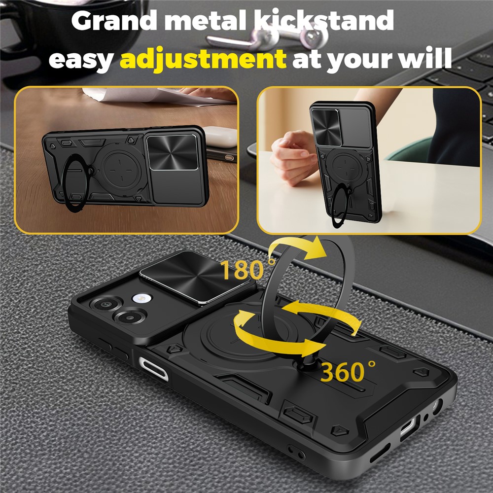  Samsung Galaxy A07 4G Skal CamShield Kickstand Hybrid Svart - Teknikhallen.se