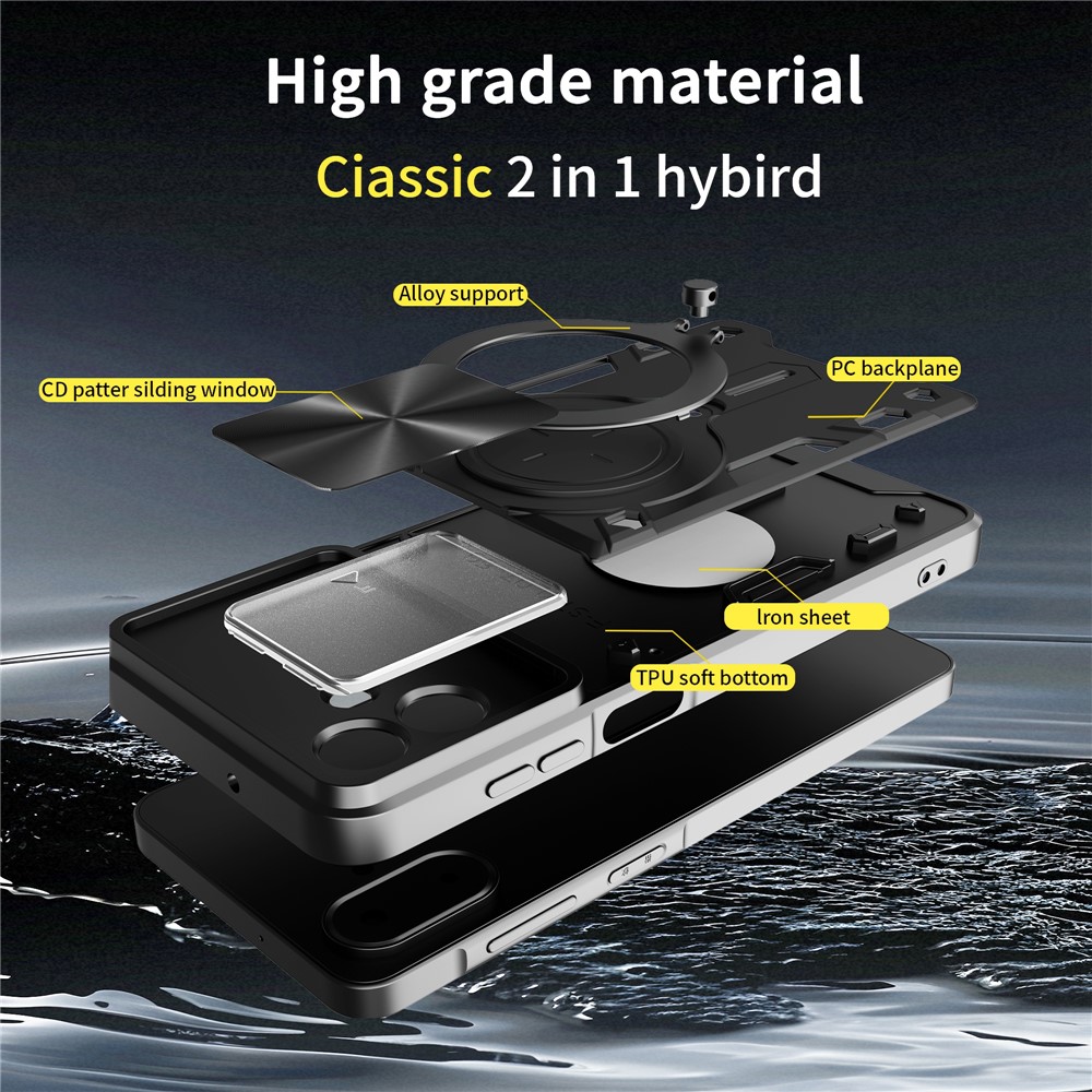  Samsung Galaxy A07 4G Skal CamShield Kickstand Hybrid Svart - Teknikhallen.se