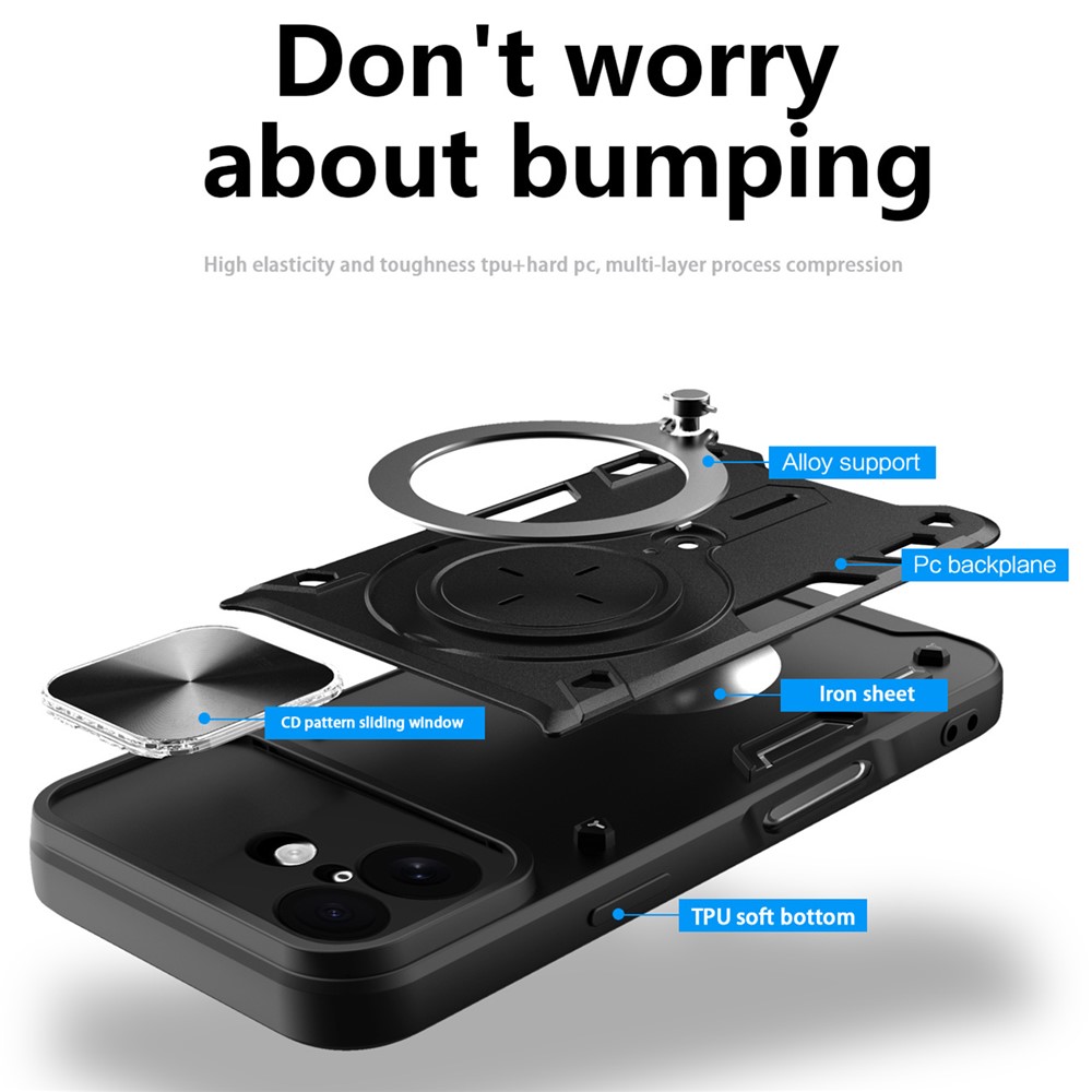  iPhone 17 Skal CamShield Kickstand Hybrid Svart - Teknikhallen.se