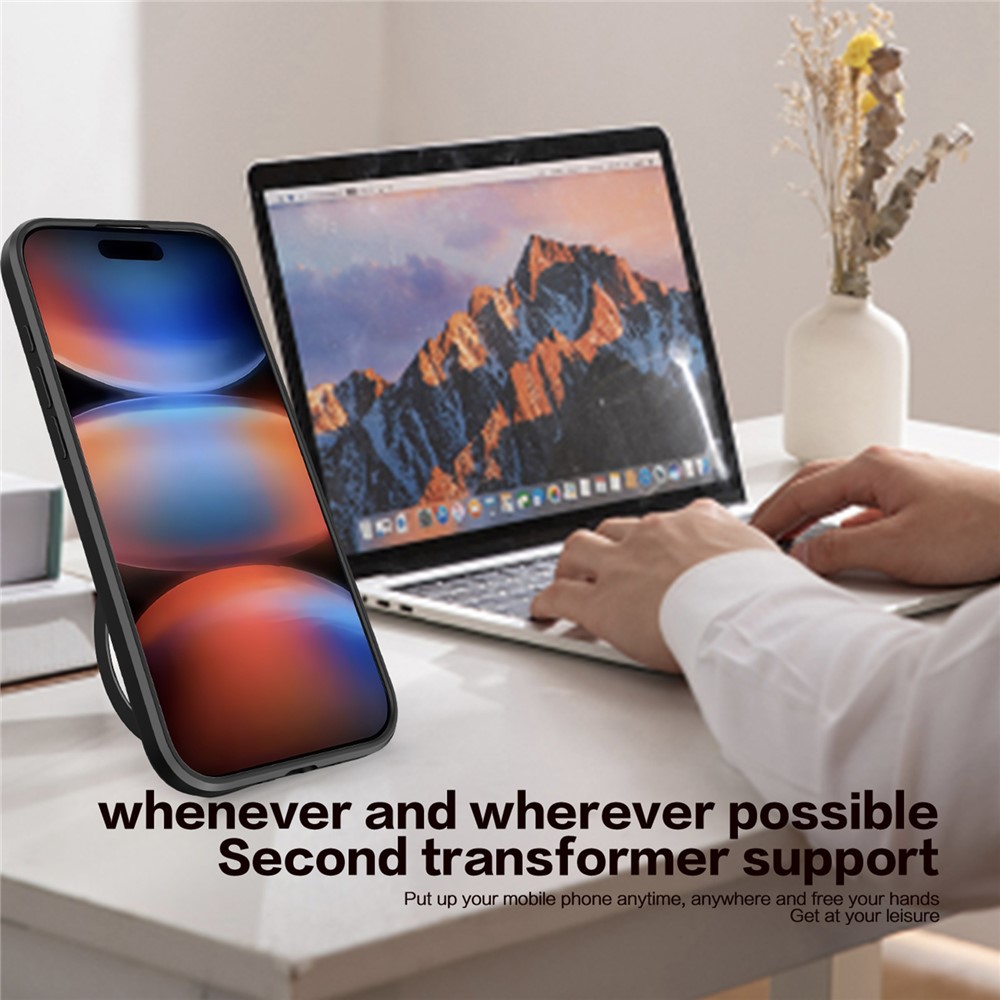  iPhone 17 Skal CamShield Kickstand Hybrid Svart - Teknikhallen.se